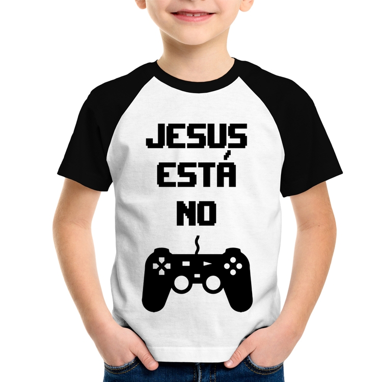 Camiseta Raglan Infantil Jesus está no controle