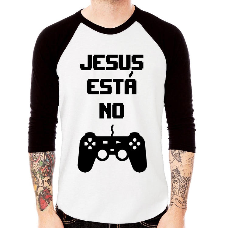Camiseta Raglan Jesus está no controle Manga 3/4