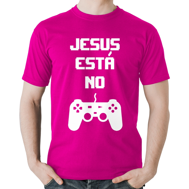 Camiseta Algodão Jesus está no controle - Rosa