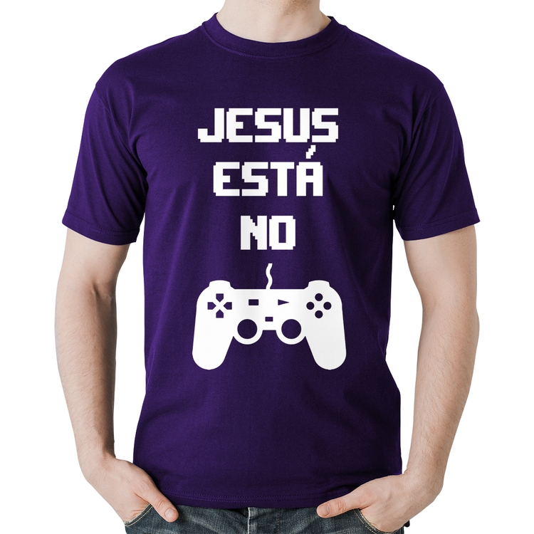 Camiseta Algodão Jesus está no controle - Roxa