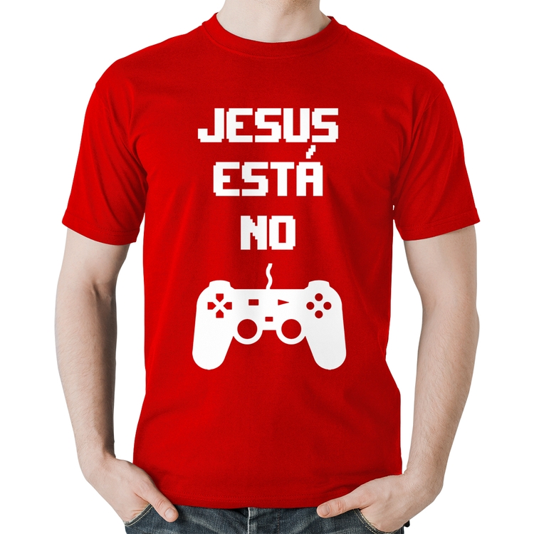 Camiseta Algodão Jesus está no controle - Vermelha