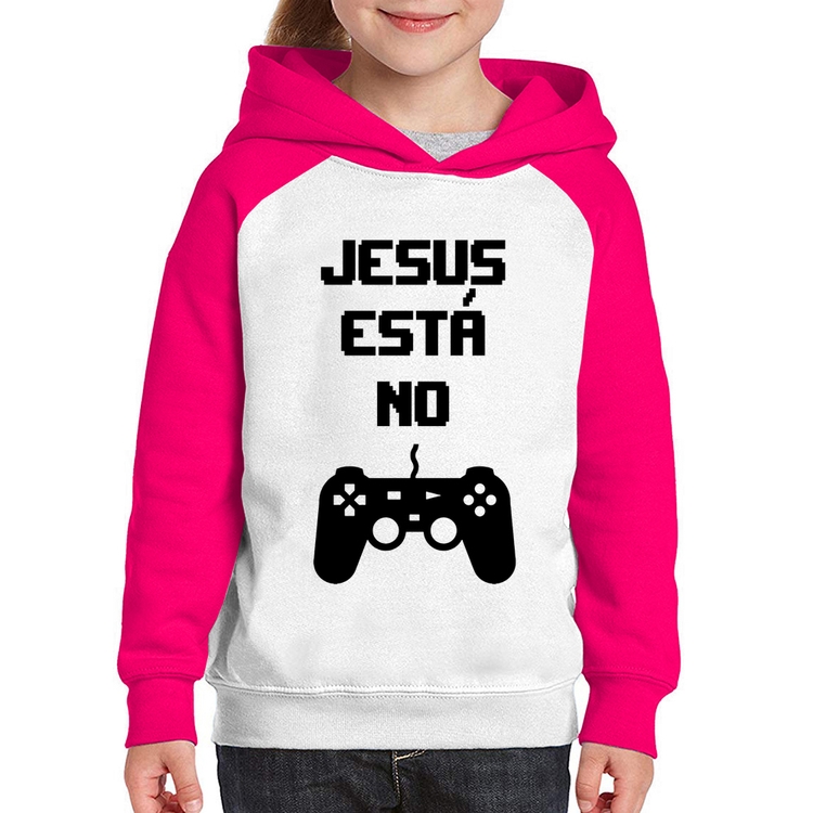 Moletom Infantil Jesus está no controle - Branco/Rosa