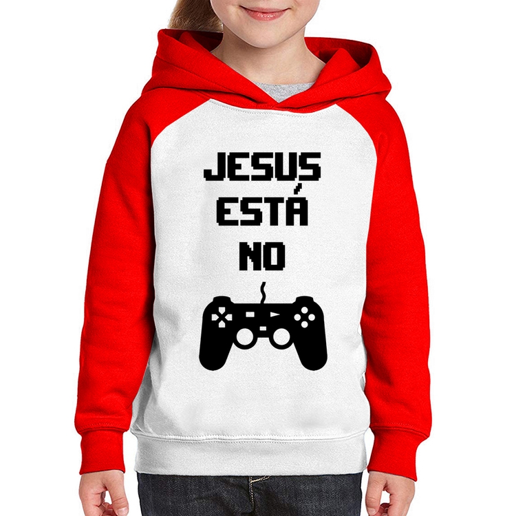 Moletom Infantil Jesus está no controle - Branco/Vermelho