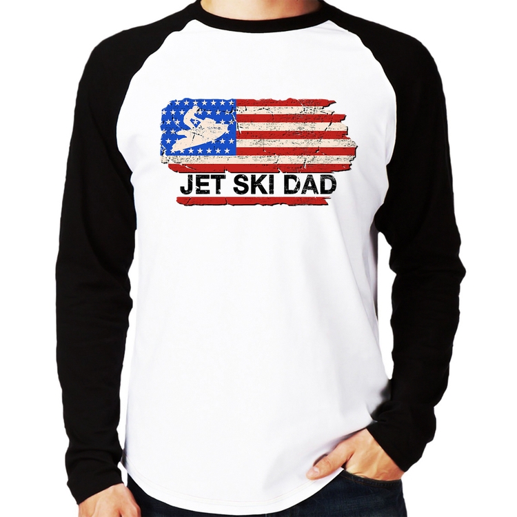 Camiseta Raglan Jet Ski Dad Manga Longa