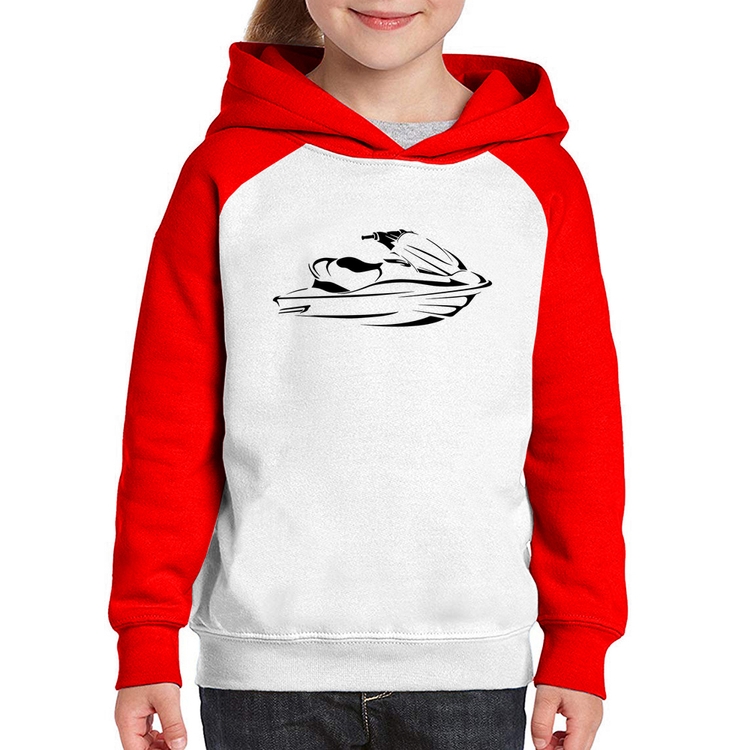 Moletom Infantil Jet Ski - Branco/Vermelho