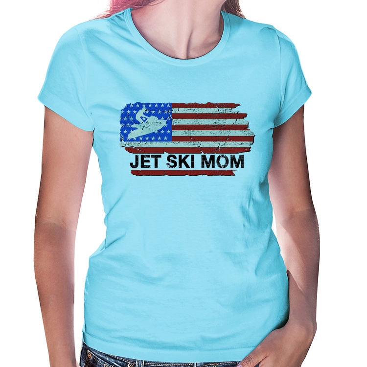 Baby Look Jet Ski Mom - Azul Bebê