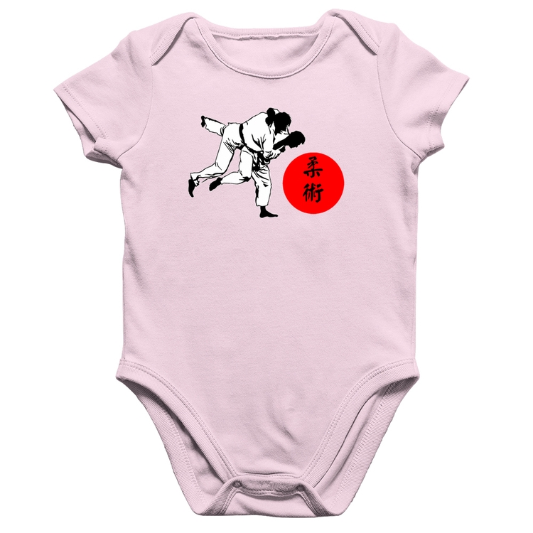 Body Bebê Algodão Jiu Jitsu Judô Artes Marciais - Rosa Bebê