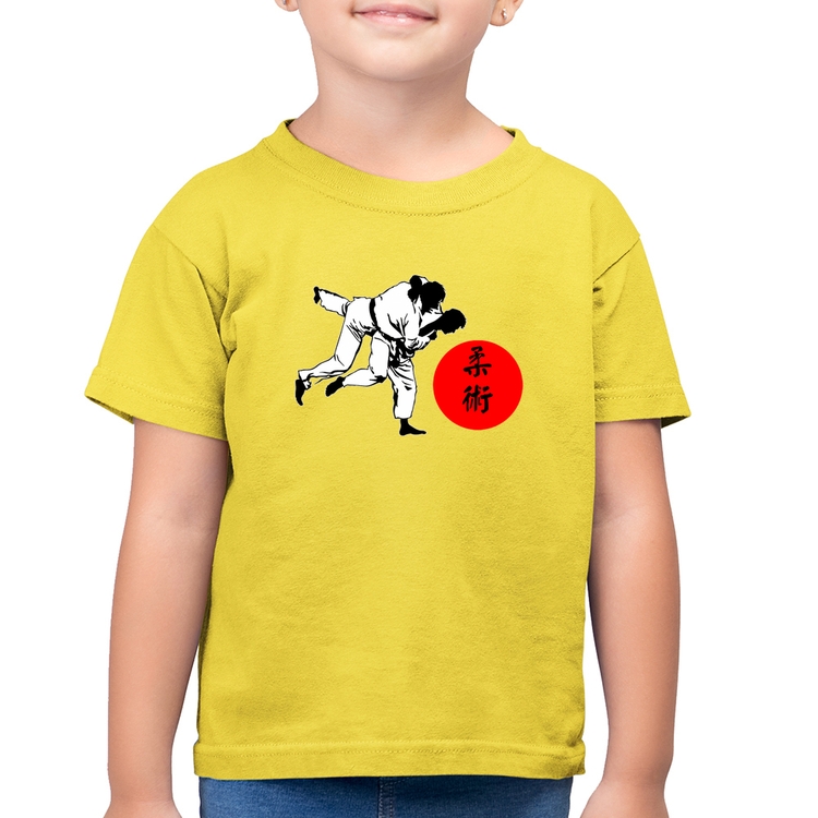 Camiseta Algodão Infantil Jiu Jitsu Judô Artes Marciais - Amarelo Canário