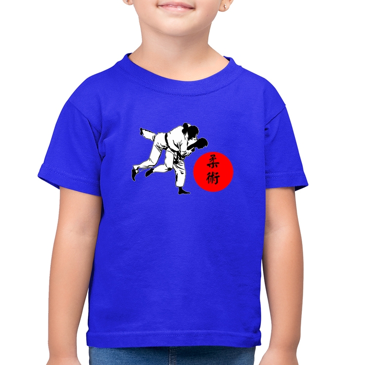 Camiseta Algodão Infantil Jiu Jitsu Judô Artes Marciais - Azul Royal