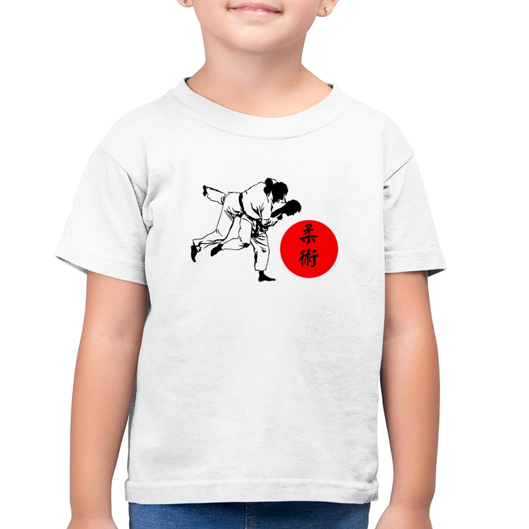 Camiseta Algodão Infantil Jiu Jitsu Judô Artes Marciais - Branca