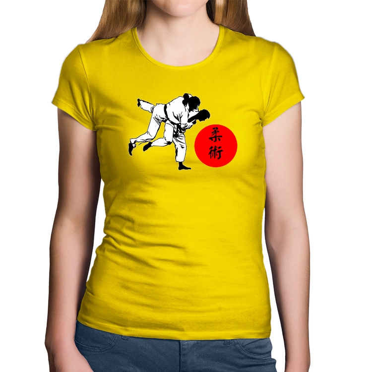 Baby Look Algodão Jiu Jitsu Judô Artes Marciais - Amarela