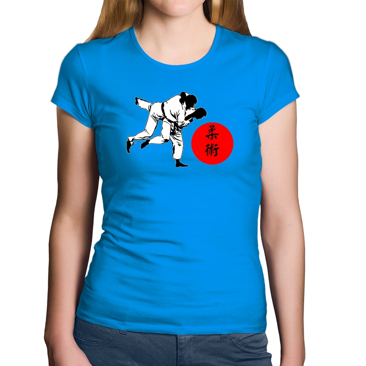 Baby Look Algodão Jiu Jitsu Judô Artes Marciais - Azul