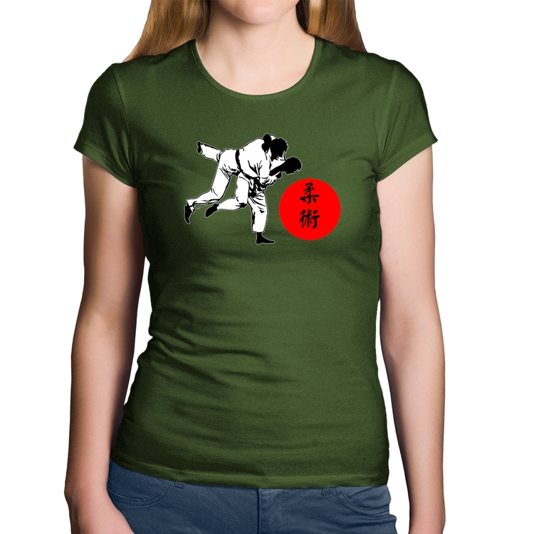 Baby Look Algodão Jiu Jitsu Judô Artes Marciais - Musgo