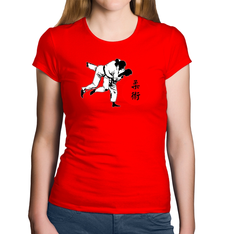 Baby Look Algodão Jiu Jitsu Judô Artes Marciais - Vermelha