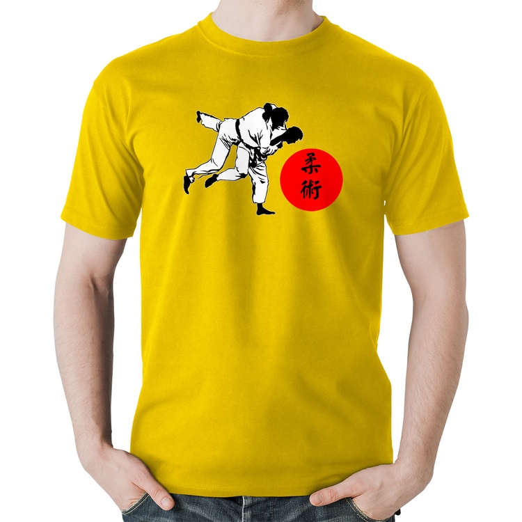 Camiseta Algodão Jiu Jitsu Judô Artes Marciais - Amarela
