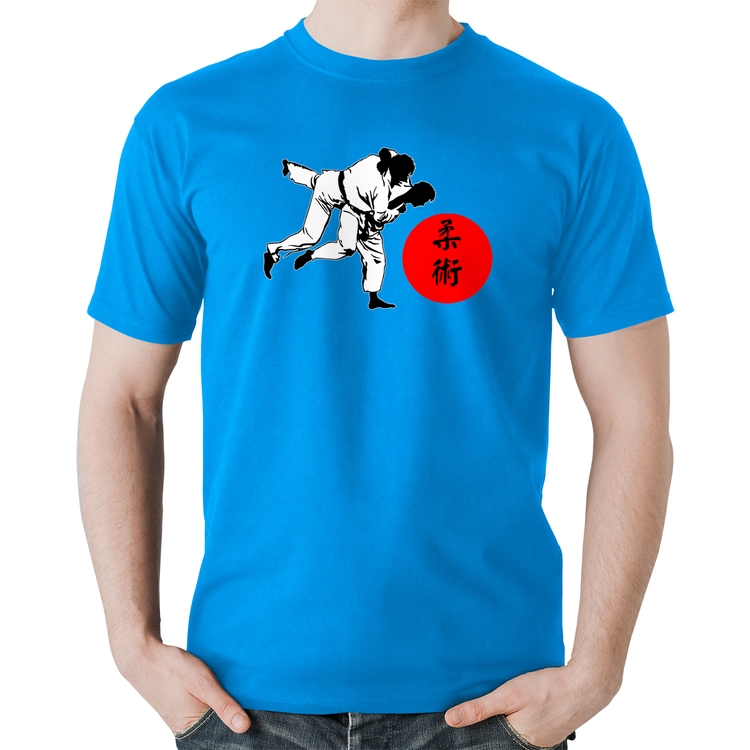 Camiseta Algodão Jiu Jitsu Judô Artes Marciais - Azul
