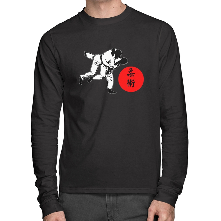 Camiseta Algodão Jiu Jitsu Judô Artes Marciais Manga Longa