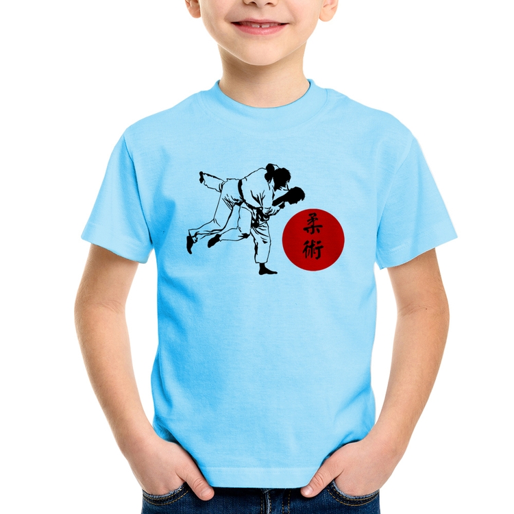 Camiseta Infantil Jiu Jitsu Judô Artes Marciais - Azul Bebê