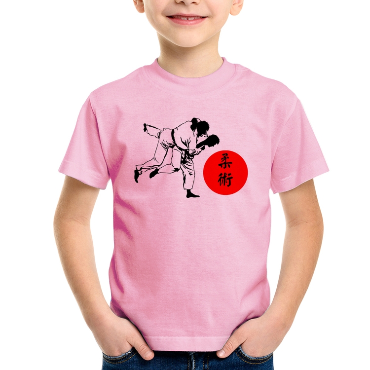 Camiseta Infantil Jiu Jitsu Judô Artes Marciais - Rosa Bebê