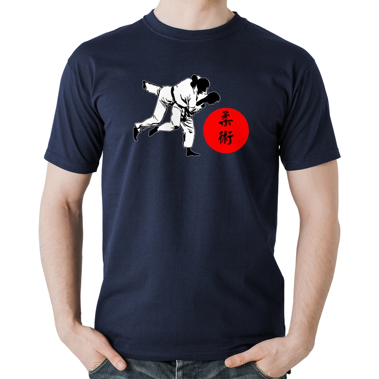 Camiseta Algodão Jiu Jitsu Judô Artes Marciais - Marinho