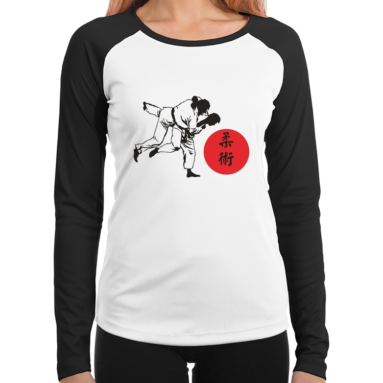 Baby Look Raglan Jiu Jitsu Judô Artes Marciais Manga Longa
