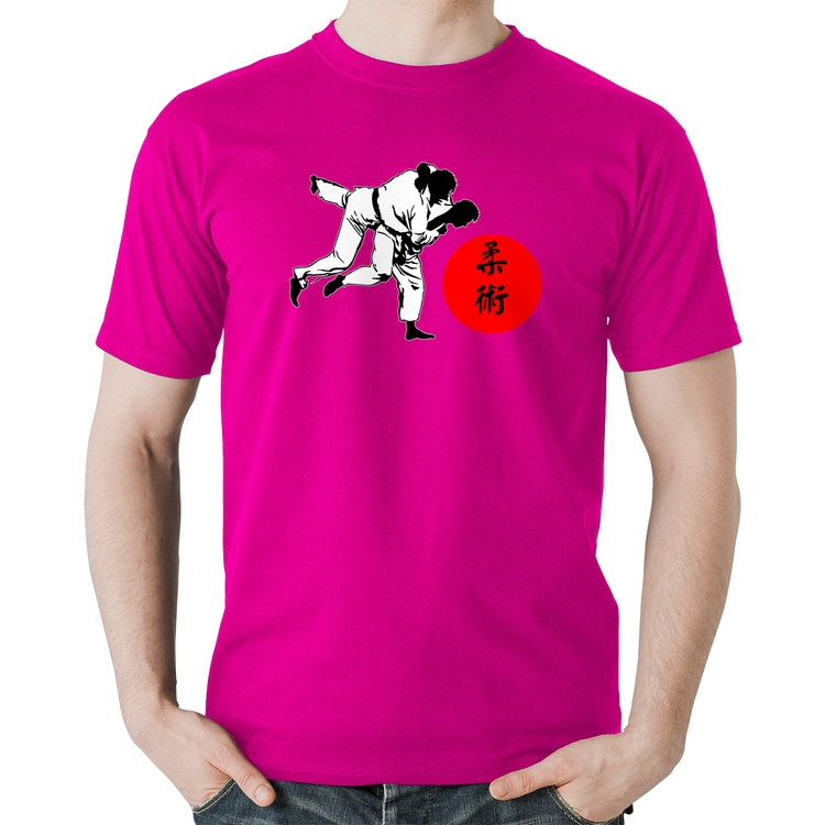 Camiseta Algodão Jiu Jitsu Judô Artes Marciais - Rosa