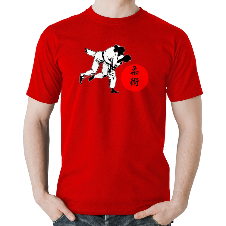 Camiseta Algodão Jiu Jitsu Judô Artes Marciais - Vermelha