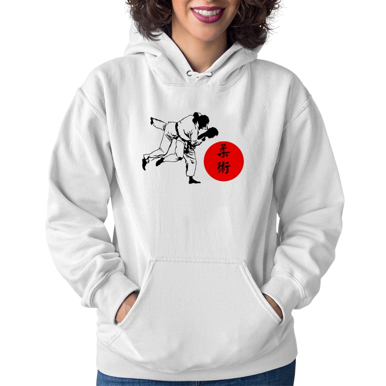 Moletom Feminino Jiu Jitsu Judô Artes Marciais - Branco