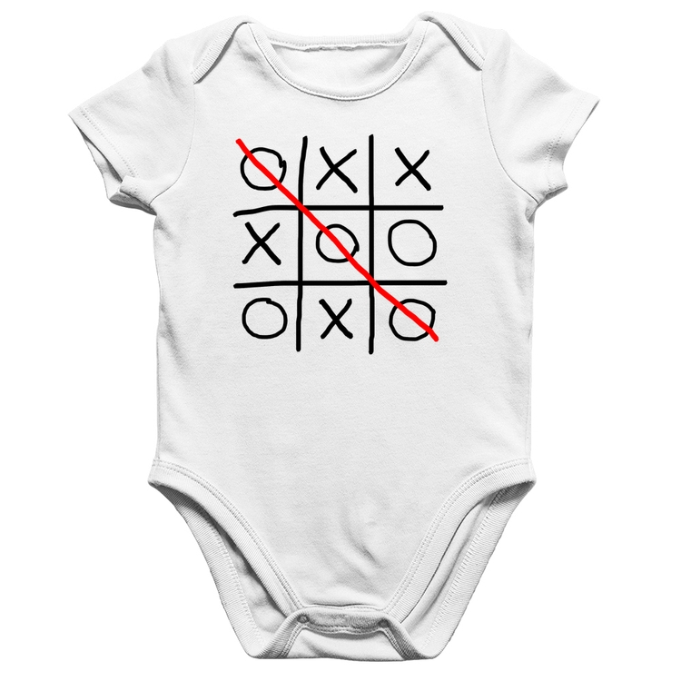 Body Bebê Algodão Jogo da Velha - Branco