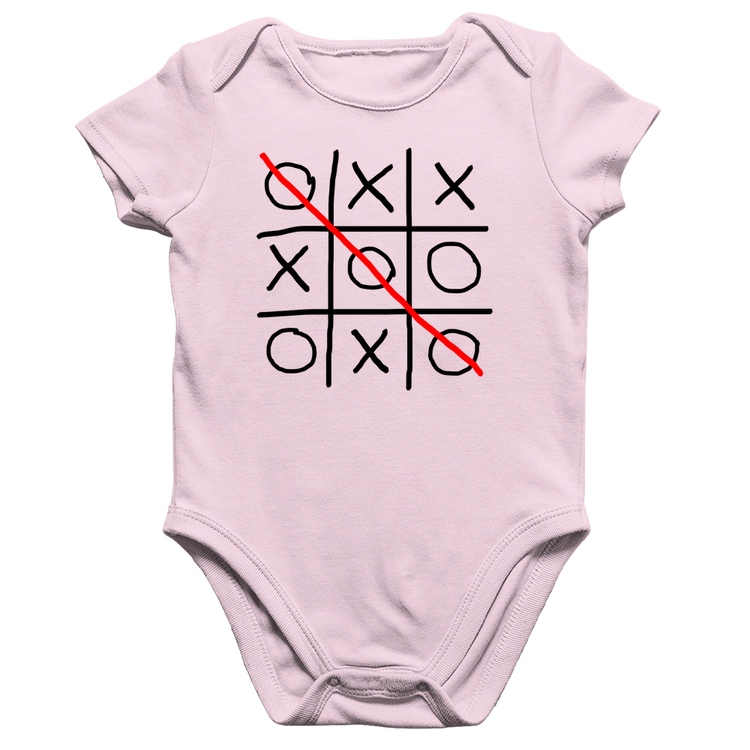 Body Bebê Algodão Jogo da Velha - Rosa Bebê