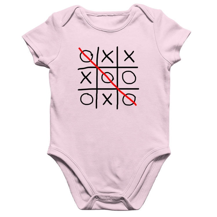Body Bebê Algodão Jogo da Velha - Rosa Bebê