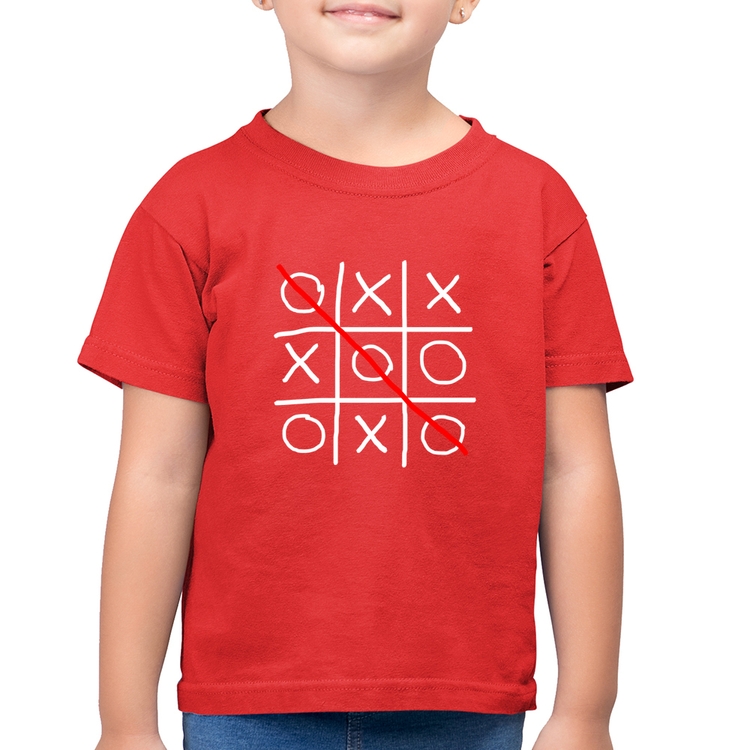 Camiseta Algodão Infantil Jogo da Velha - Vermelha