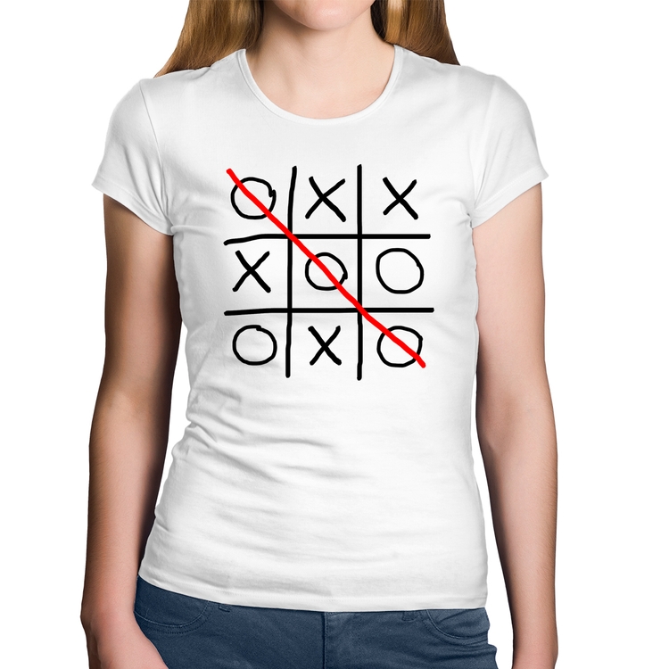 Baby Look Algodão Jogo da Velha - Branca