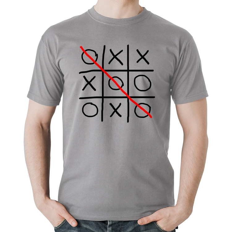 Camiseta Algodão Jogo da Velha - Cinza