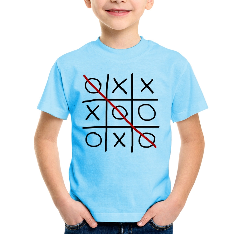 Camiseta Infantil Jogo da Velha - Azul Bebê