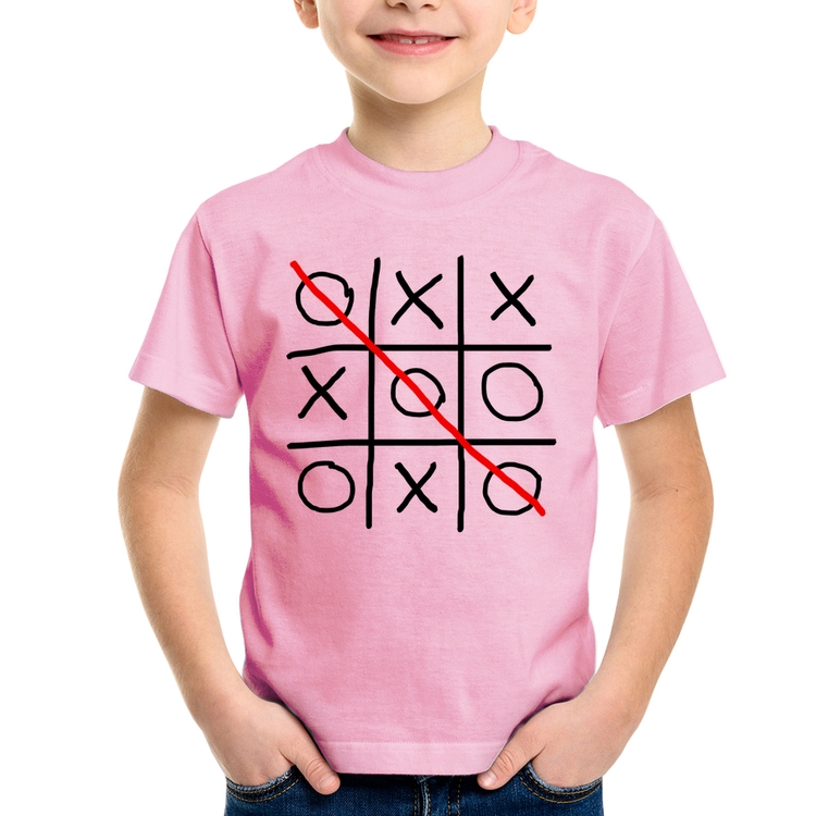 Camiseta Infantil Jogo da Velha - Rosa Bebê