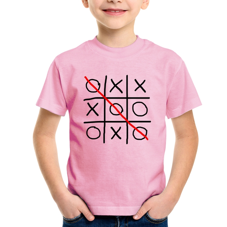 Camiseta Infantil Jogo da Velha - Rosa Bebê