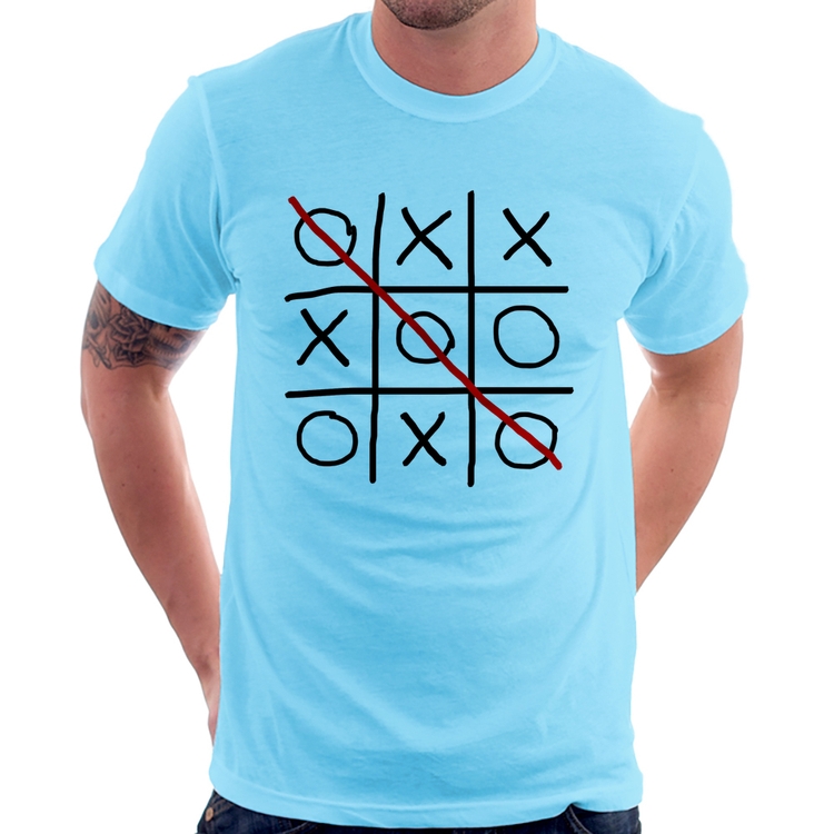 Camiseta Jogo da Velha - Azul Bebê