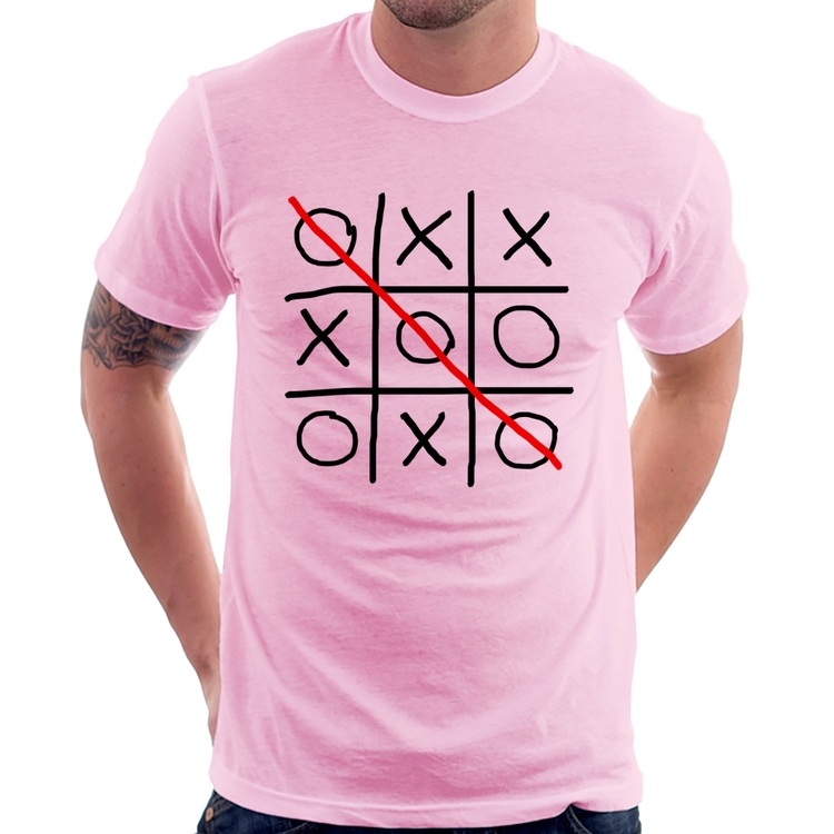 Camiseta Jogo da Velha - Rosa Bebê