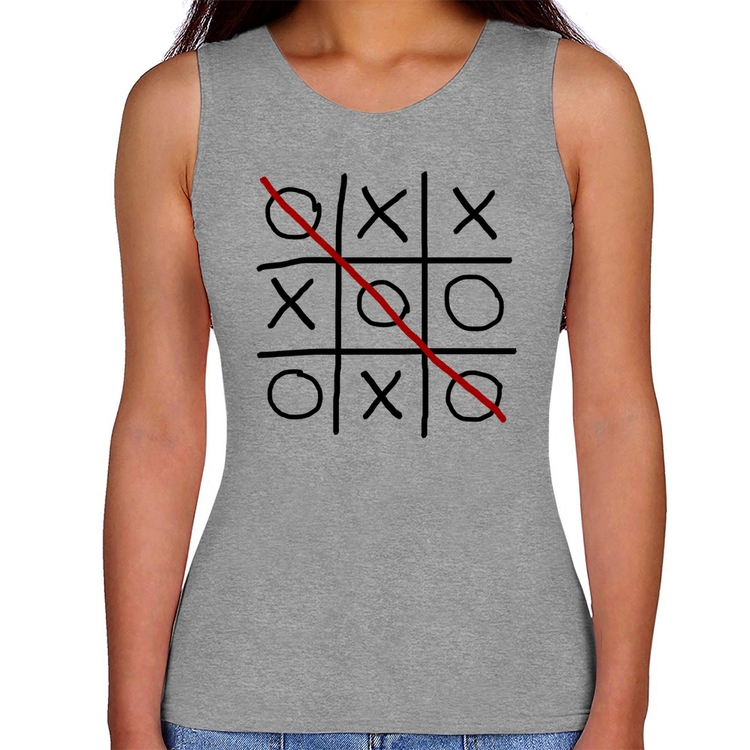 Regata Feminina Jogo da Velha - Cinza