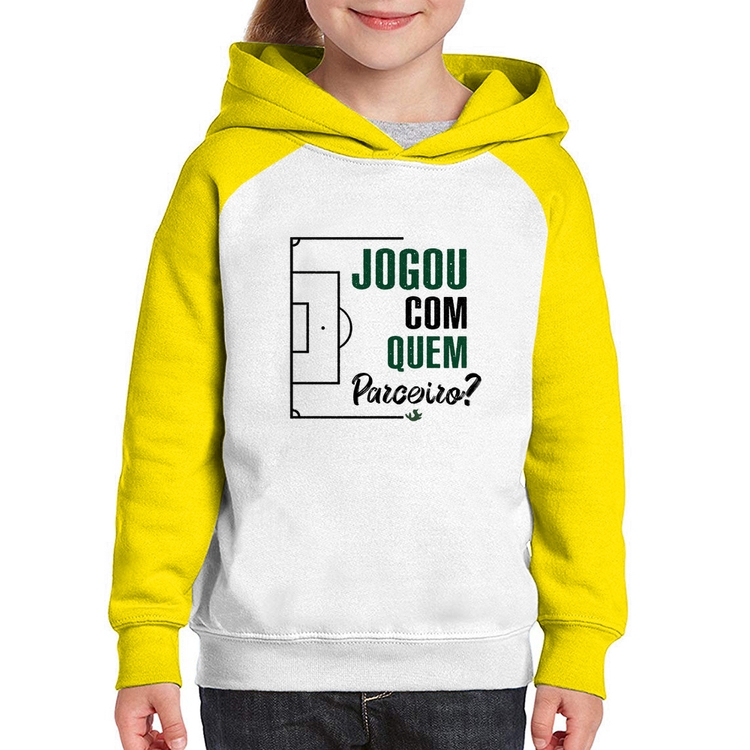 Moletom Infantil Jogou com quem parceiro? - Branco/Amarelo