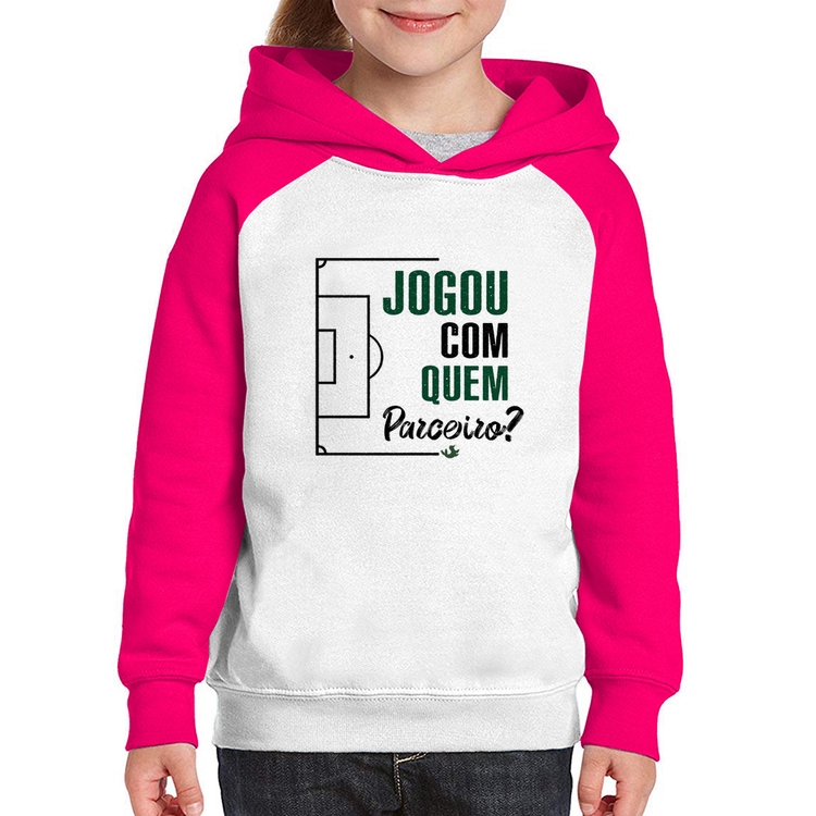 Moletom Infantil Jogou com quem parceiro? - Branco/Rosa