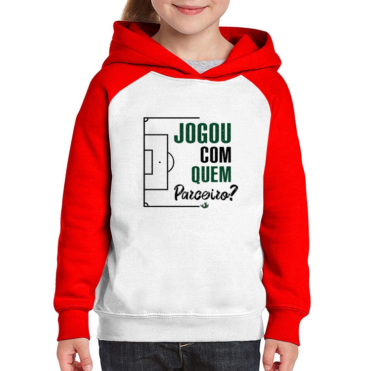 Moletom Infantil Jogou com quem parceiro? - Branco/Vermelho