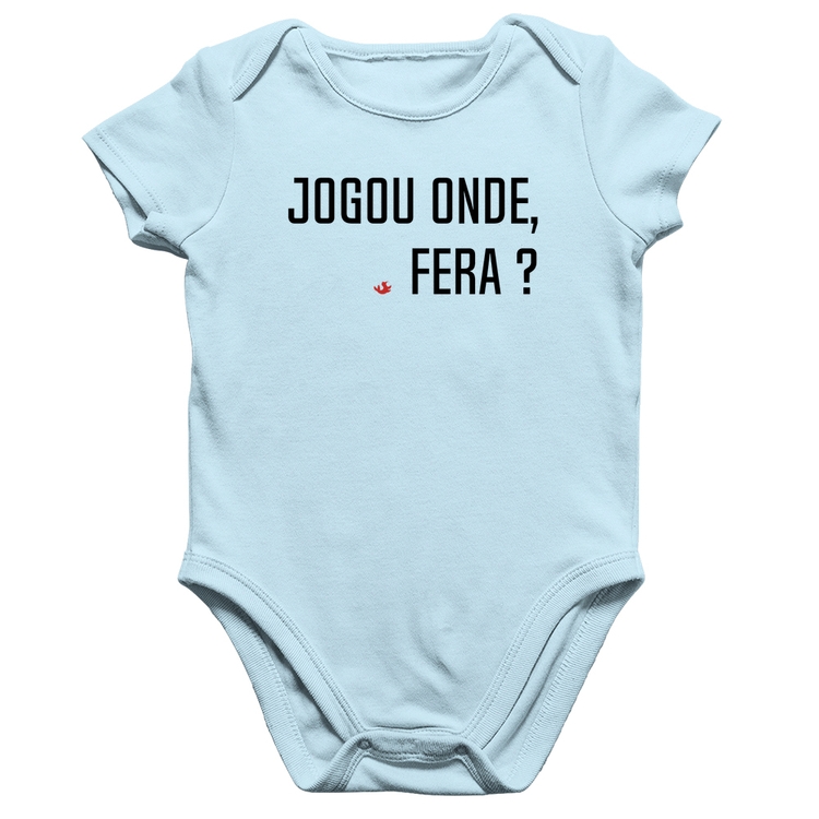 Body Bebê Algodão Jogou onde fera? - Azul Bebê
