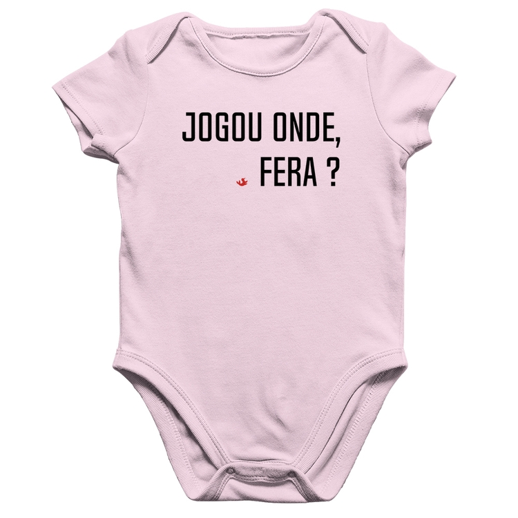 Body Bebê Algodão Jogou onde fera? - Rosa Bebê