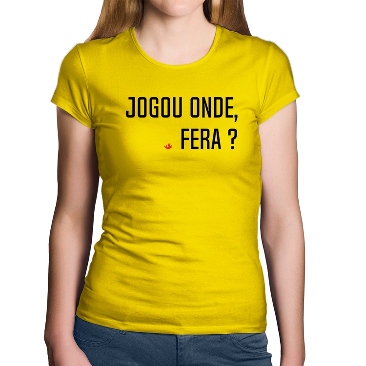 Baby Look Algodão Jogou onde fera? - Amarela