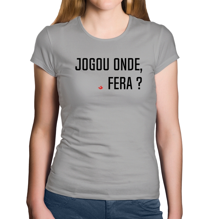Baby Look Algodão Jogou onde fera? - Cinza