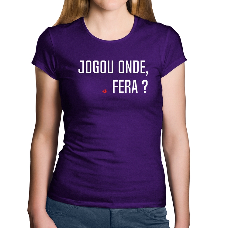 Baby Look Algodão Jogou onde fera? - Roxa