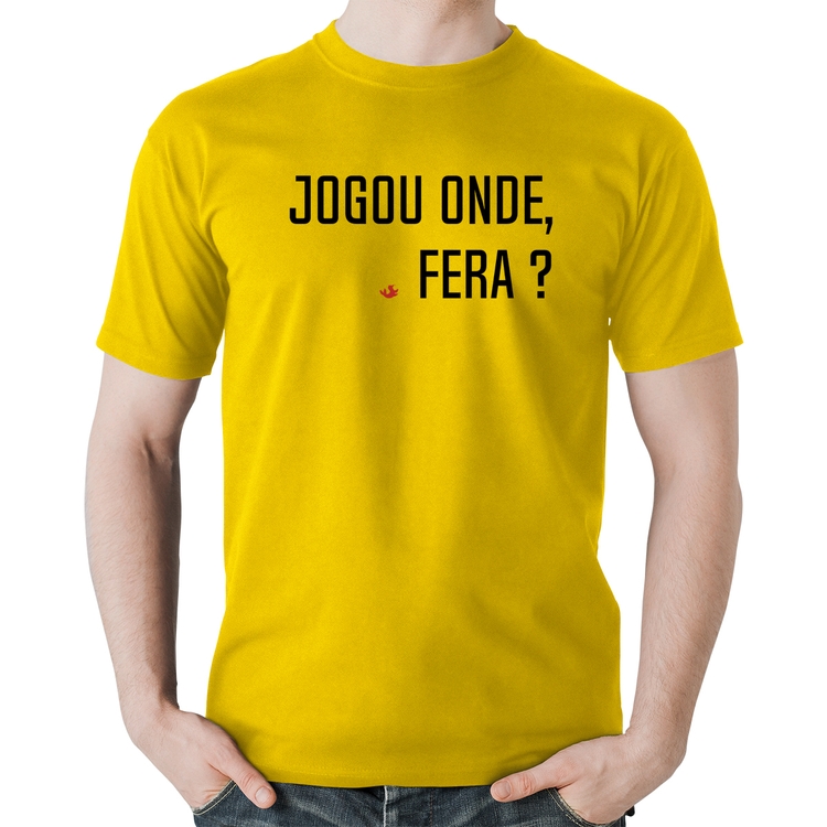 Camiseta Algodão Jogou onde fera? - Amarela
