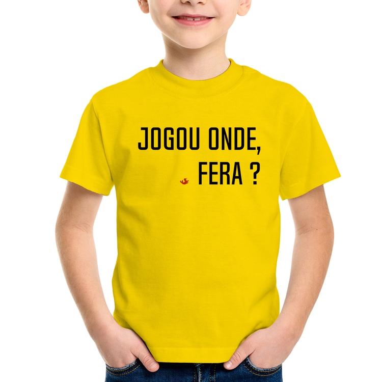 Camiseta Infantil Jogou onde fera? - Amarela